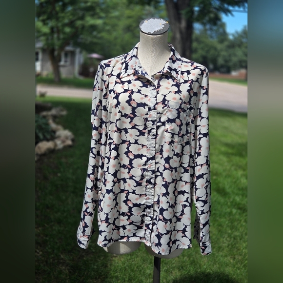 SKIES ARE BLUE Floral Print Tunic Style Blouse - Picture 1 of 5
